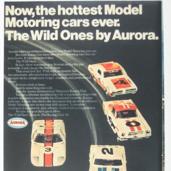 The Wild Ones By Aurora 1960s Vintage Model Car Racing Ad Print AD Toy Car - Picture 2 of 2